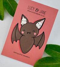 Load image into Gallery viewer, sterling silver white glitter ghost studs on a halloween earring card