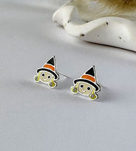 Load image into Gallery viewer, sterling silver cute witch studs for children