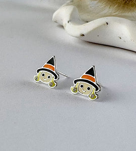 sterling silver cute witch studs for children