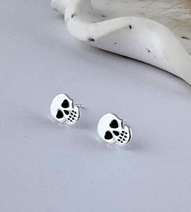 gothic sterling silver skull stud earrings