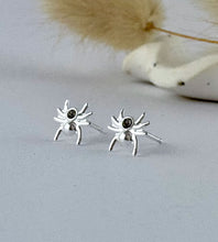 Load image into Gallery viewer, sterling silver halloween spider studs - gothic earrings
