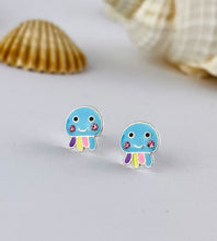 Load image into Gallery viewer, sterling silver jellyfish stud earrings for children