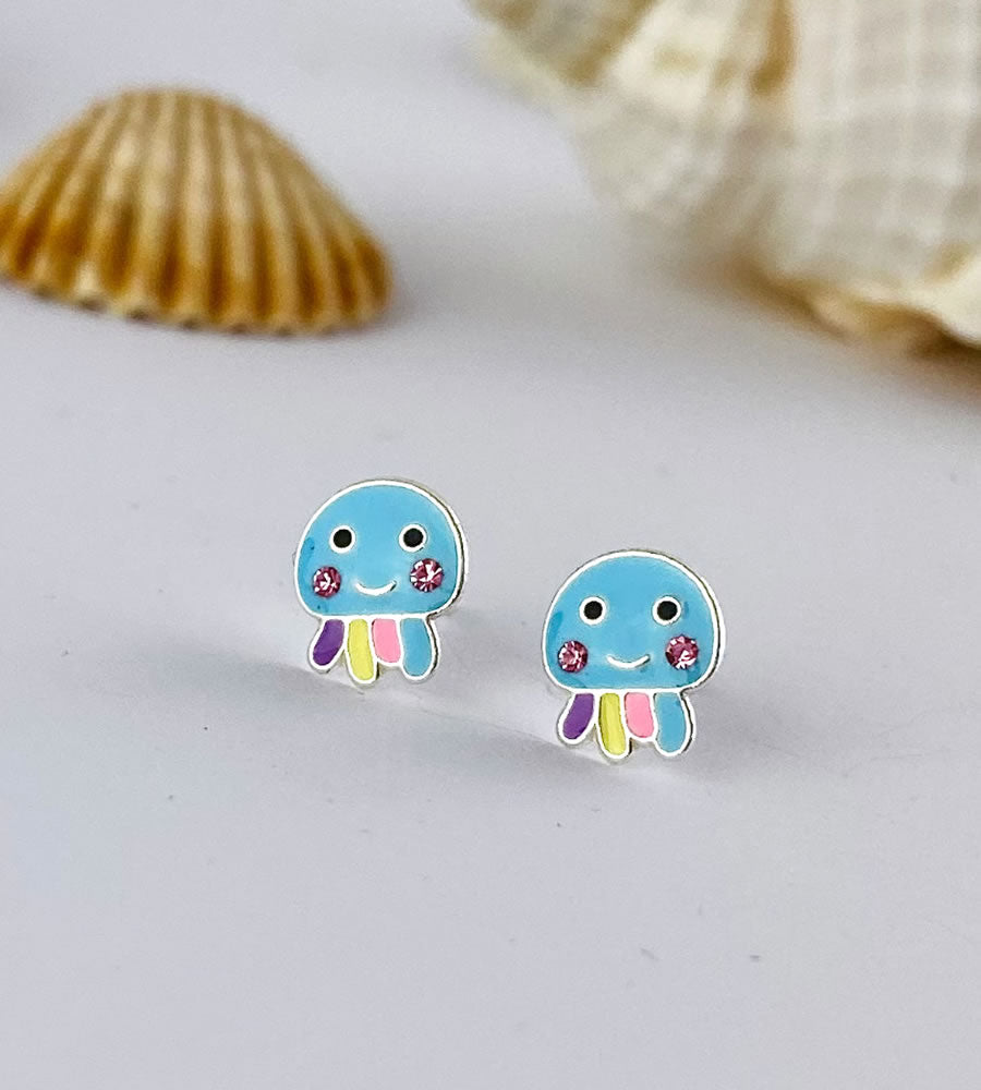 sterling silver jellyfish stud earrings for children