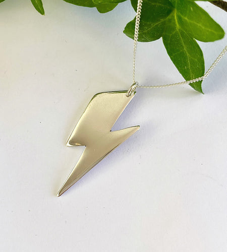 Sterling Silver Large Lightning Bolt Necklace