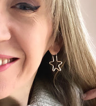 Load image into Gallery viewer, Sterling Silver Big Star Hoops