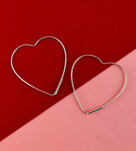 Load image into Gallery viewer, sterling silver extra large heart hoop earrings