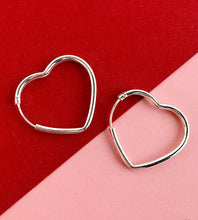 Load image into Gallery viewer, sterling silver heart shaped hoops