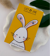 Load image into Gallery viewer, sterling silver mini easter egg earrings on a colourful Easter card