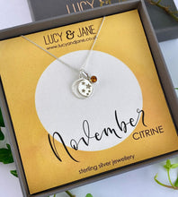 Load image into Gallery viewer, sterling silver moon and stars birthstone necklace for November
