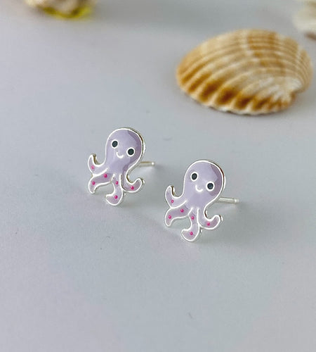 sterling silver octopus earring studs for children