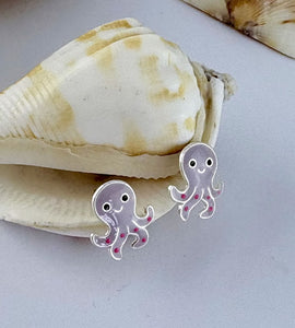 LAST PAIR - Sterling Silver Octopus Earrings
