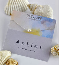 Load image into Gallery viewer, sterling silver and freshwater pearl anklet
