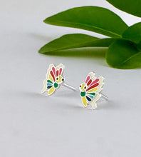 Load image into Gallery viewer, Sterling Silver Rainbow Butterfly Earrings