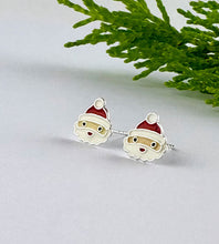 Load image into Gallery viewer, super cute sterling silver santa head studs - christmas earrings for children