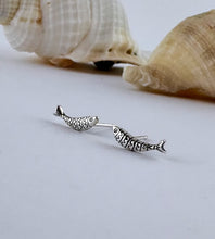 Load image into Gallery viewer, sterling silver sardine stud earrings - on trend earrings for 2026