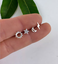 Load image into Gallery viewer, set of four mismatched sterling silver small studs