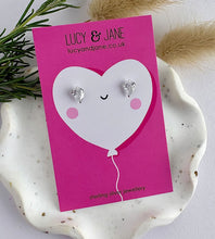 Load image into Gallery viewer, sterling silver sparkly teardrop earrings on a Valentine card