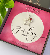 Load image into Gallery viewer, sterling silver star birthstone necklace for july