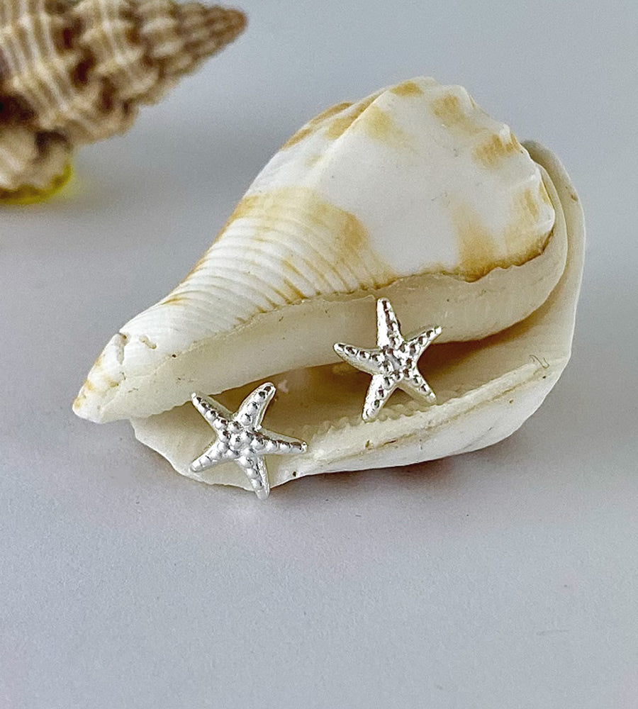 sterling silver starfish earring studs