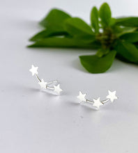 Load image into Gallery viewer, sterling silver three star climber studs