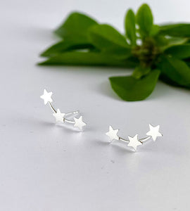 sterling silver three star climber studs