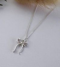 Load image into Gallery viewer, Sterling Silver Tiny Bow Necklace