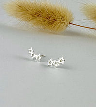 Load image into Gallery viewer, sterling silver triple star mini climber earrings