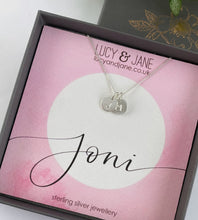 Load image into Gallery viewer, Sterling silver two initials necklace with a personalised name backing card