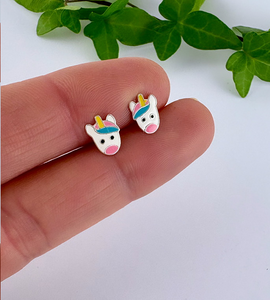 LAST PAIR - Sterling Silver Unicorn Head Studs