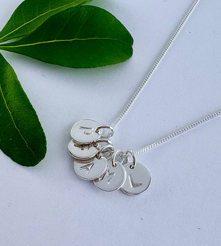 Sterling silver five initials necklace