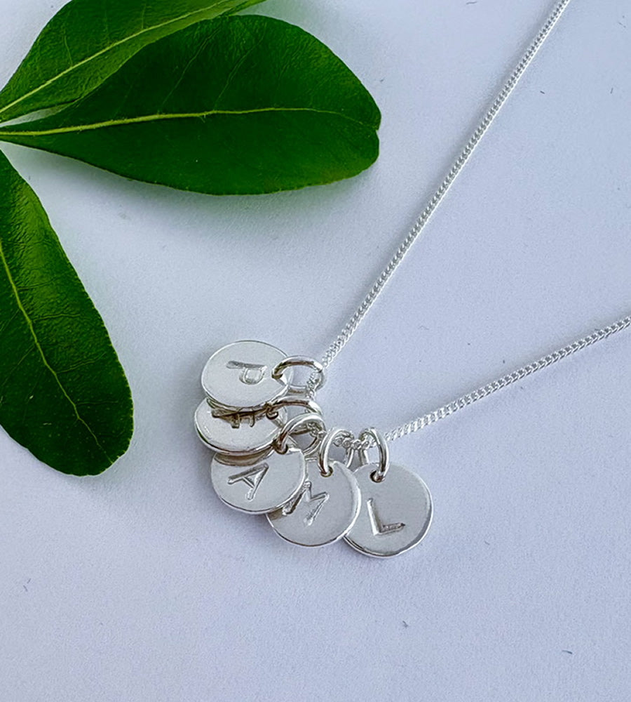 Sterling silver five initials necklace