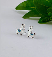 Load image into Gallery viewer, fun sterling silver white alpaca stud earrings