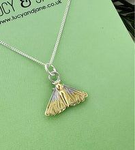 Load image into Gallery viewer, Sterling Silver &amp; Gold Moth Necklace
