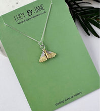 Load image into Gallery viewer, Sterling Silver &amp; Gold Moth Necklace