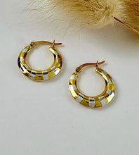 Load image into Gallery viewer, NEW!  Sterling SIlver and Gold Two Tone Hoops