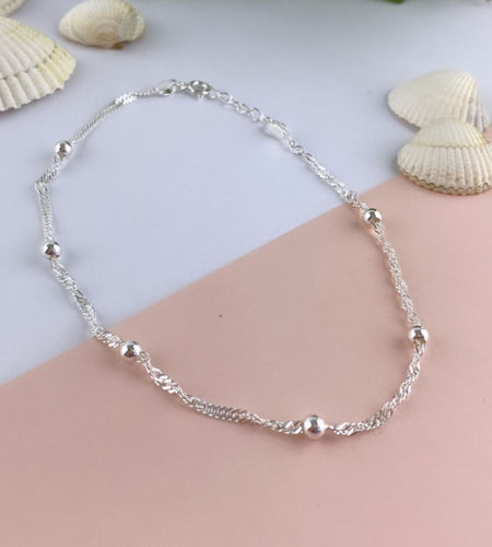 sterling silver and bead anklet