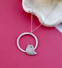 Load image into Gallery viewer, Sterling Silver Circle Bird Necklace
