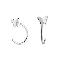 Load image into Gallery viewer, sterling silver butterfly mini hoop earrings