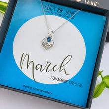 Load image into Gallery viewer, sterling silver calm seas birthstone necklace for march with an aquamarine crystal