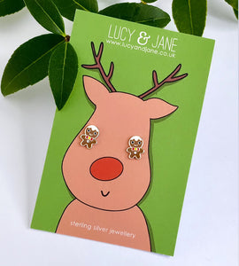 Sterling Silver Christmas Gingerbread Man Studs