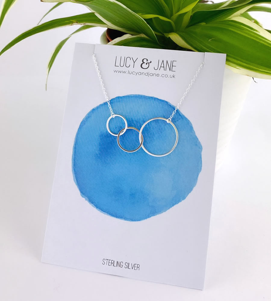 sterling silver circles necklace to represent bonds of family