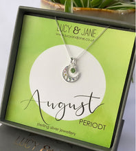Load image into Gallery viewer, Sterling Silver Crescent Moon Birthstone Necklace