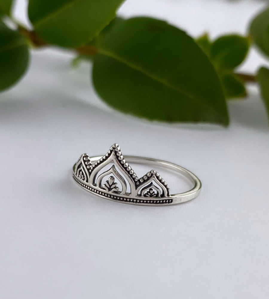 sterling sllver tiara crown ring