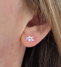 Load image into Gallery viewer, Halloween Sterling Silver Purple Bat Studs