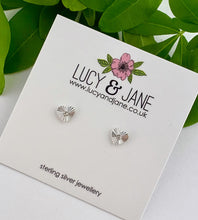 Load image into Gallery viewer, Sterling Silver Diamond Cut Heart Studs