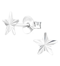 Load image into Gallery viewer, Sterling Silver Diamond Cut Star Studs
