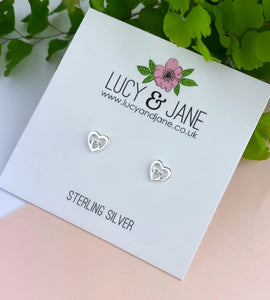 sterling silver double heart earrings