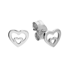 Sterling Silver Double Heart Studs