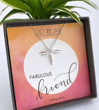 Load image into Gallery viewer, sterling silver dragonfly necklace in a gift box 