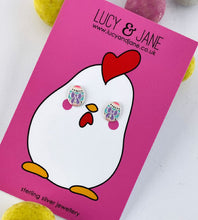 Load image into Gallery viewer, Sterling Silver Colourful Easter Egg Studs
